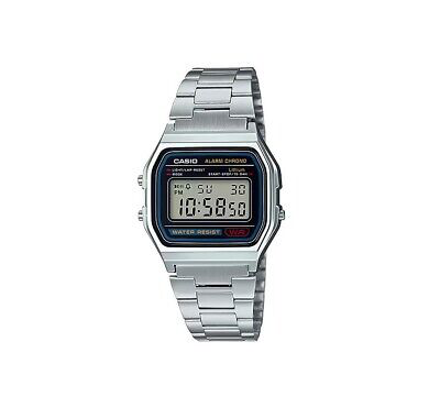 Casio a158wa series | unisex digital watch | vintage 33mm, Silver, medium