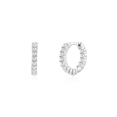 Inside out stone hoops, Pearls-sterling Silver 925, medium