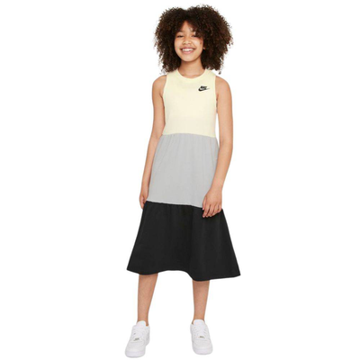 Nike sportswear girls french terry dress rtl, Grey / Black, medium