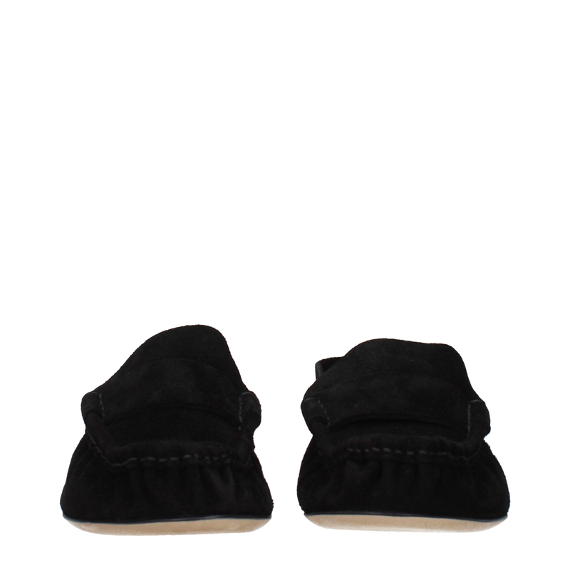 Black leather slip-on loafers-null