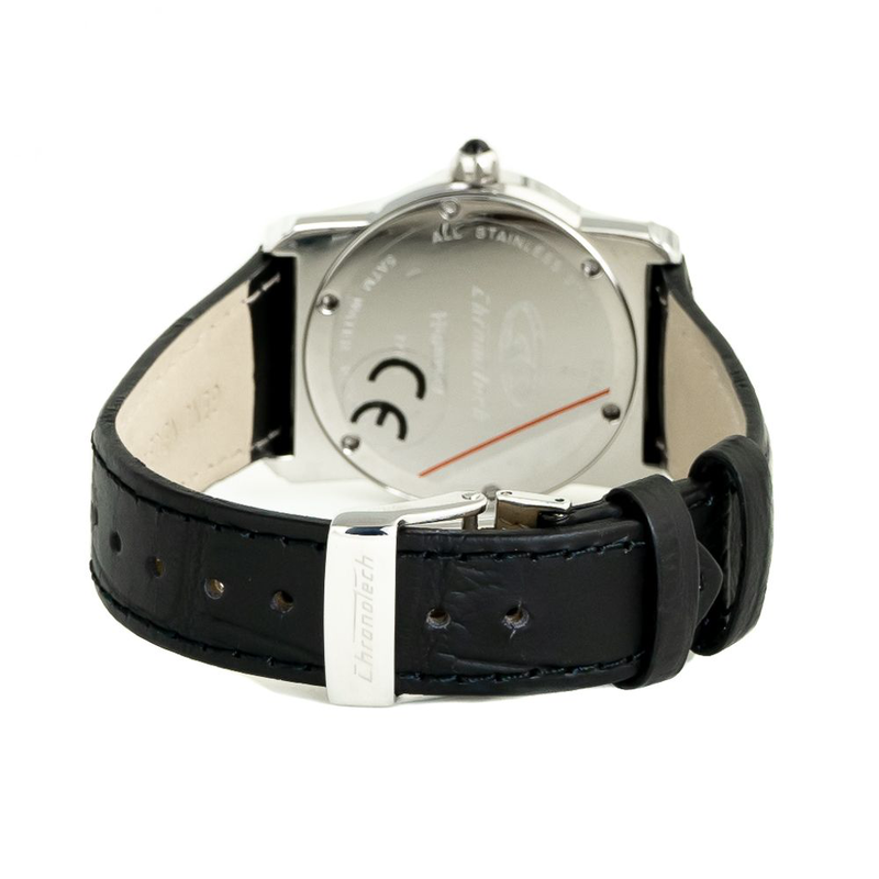 Black leather dress watch-null