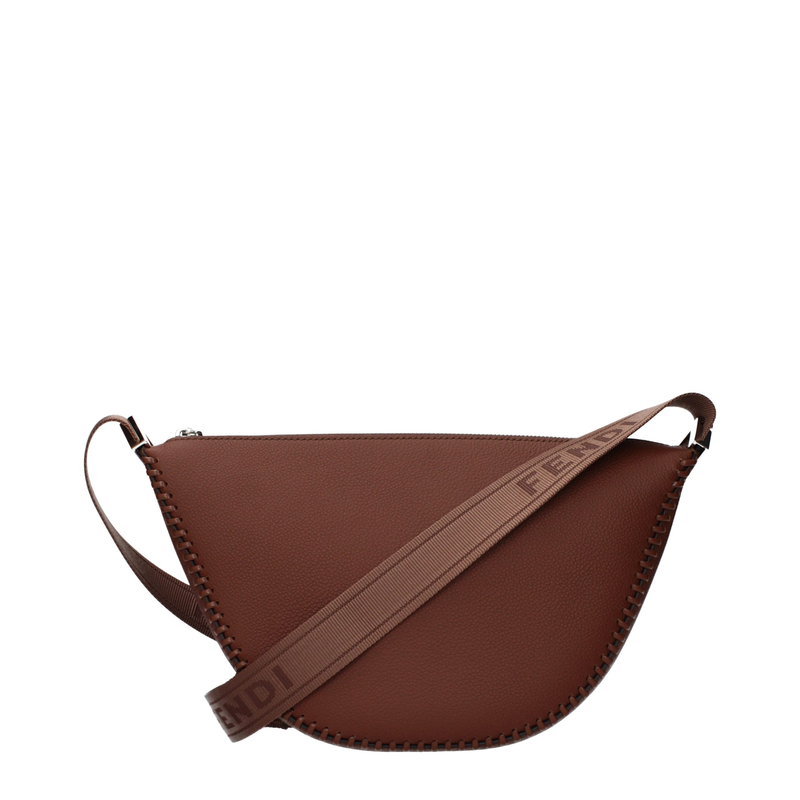 Brown leather crossbody bag-null