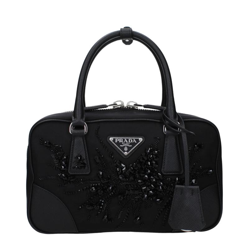 Black fabric handbag-null