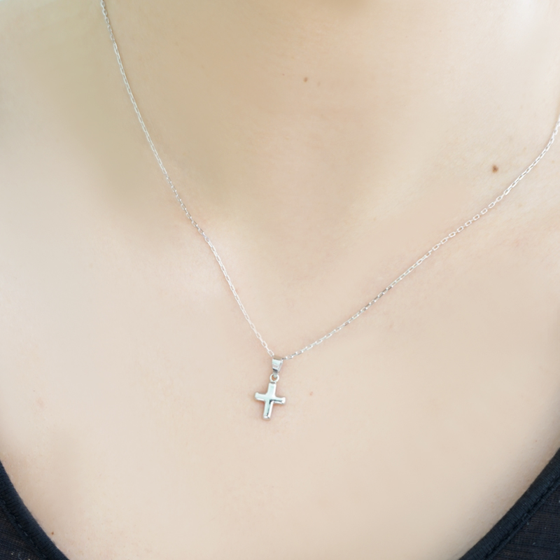 White gold cross - 9ct gold - 45 cm-null