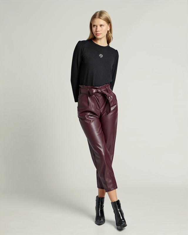 Trouser belted eco leather-null