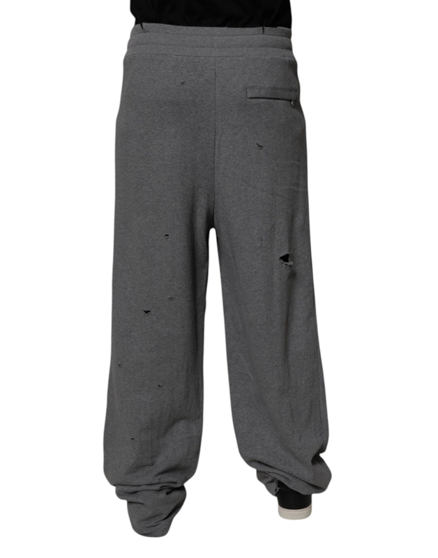 Gray cotton ripstyle straight sweatpants pants-null