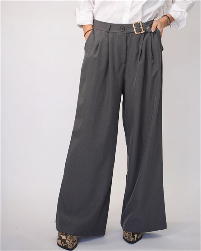 Wide leg pants with gold belt ble207-null