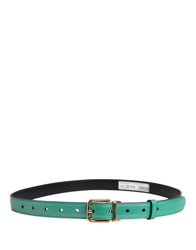 Men green classic leather metal buckle belt-null