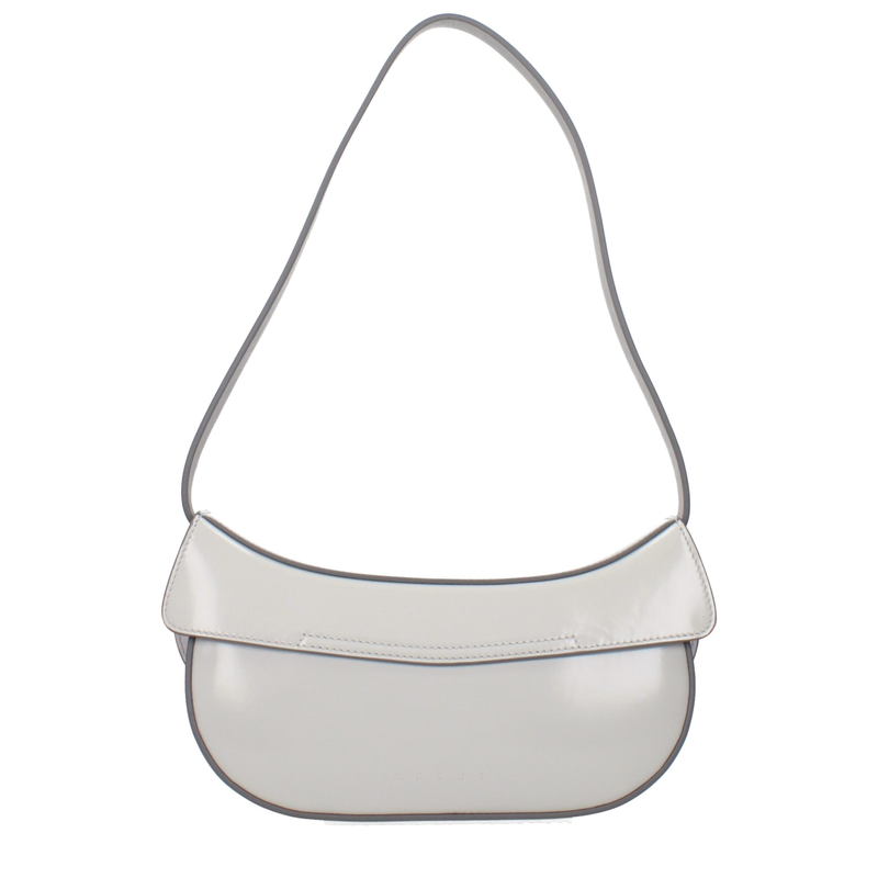 Gray leather shoulder bag-null