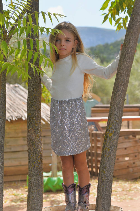 Silver shiny mini skirt-null