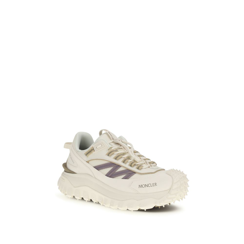 White polyester athletic sneakers-null