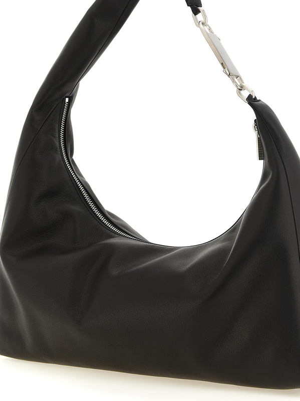 Black calfskin shoulder bag-null