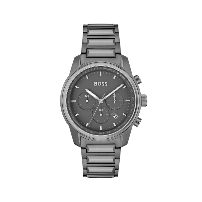 Gray stainless steel dress watch-null