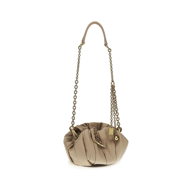 Beige lamb ovis aries aries shoulder bag-null