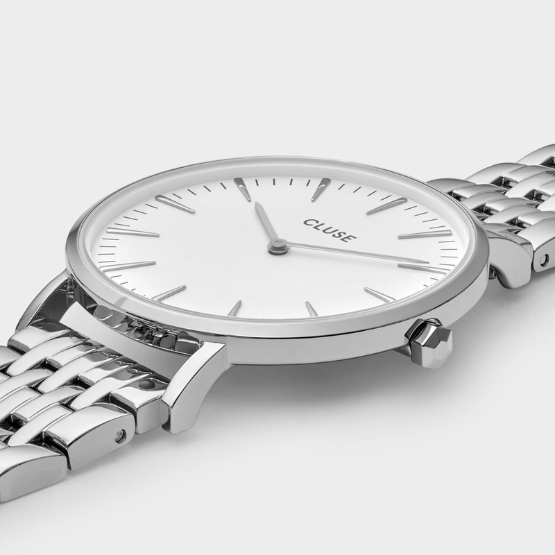 Silver stainless steel dress watch-null