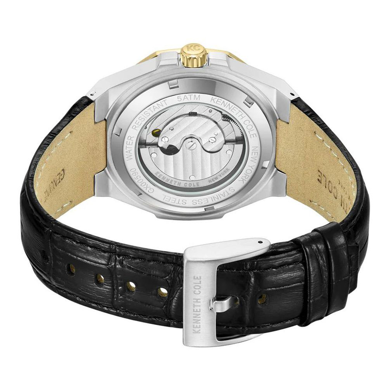 Black leather dress watch-null