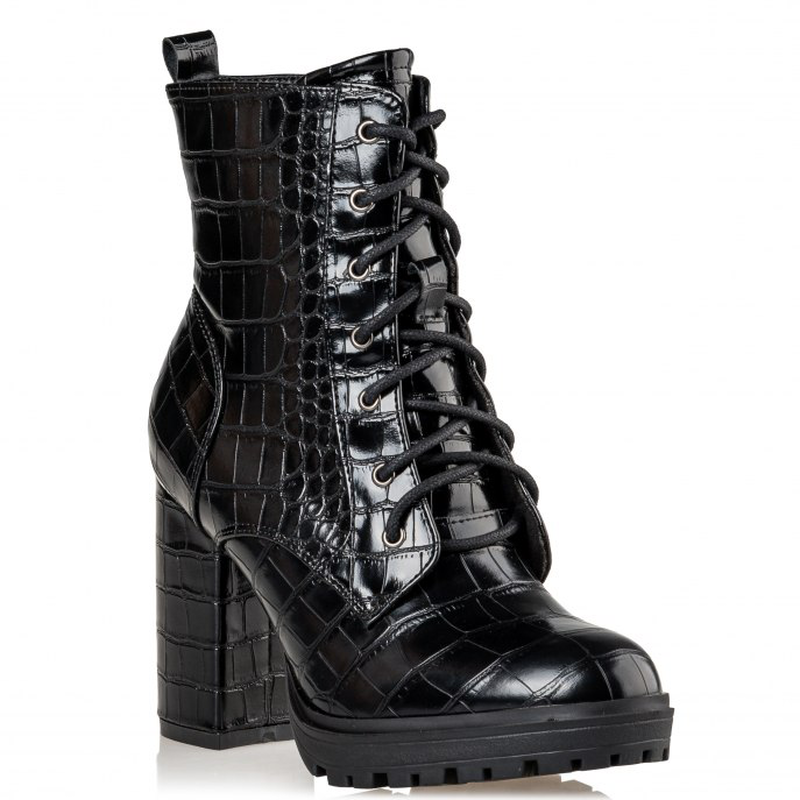 Miss nv croc booties - black-null