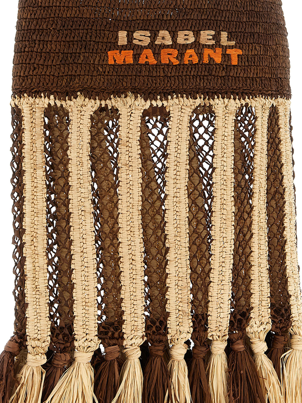 Brown raffia shoulder bag-null