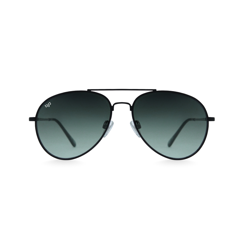 OJO sunglasses classic 55-14 black frame and temples with  green gradient lenses rx image number null