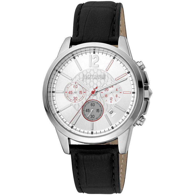 Black leather dress watch-null