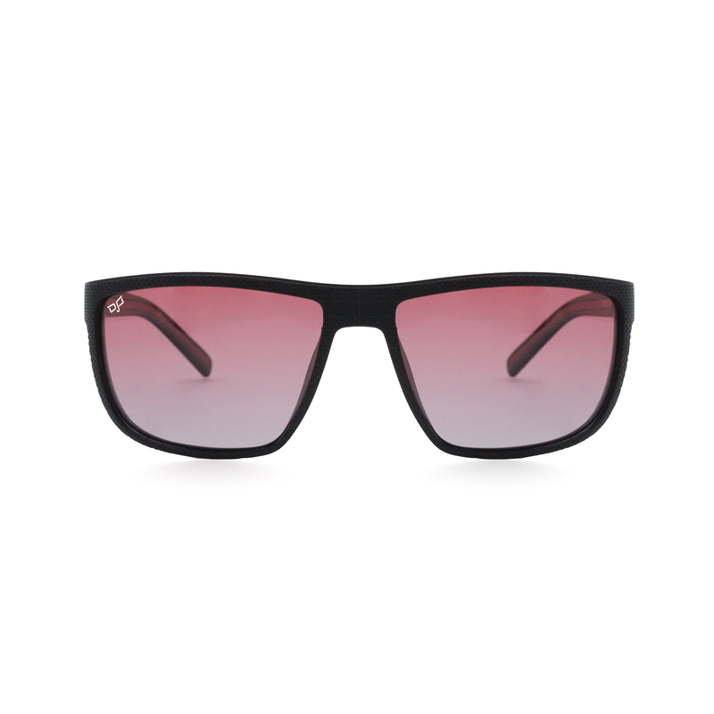 OJO sunglasses man square black frame and temple with polarised gradient red lenses image number null