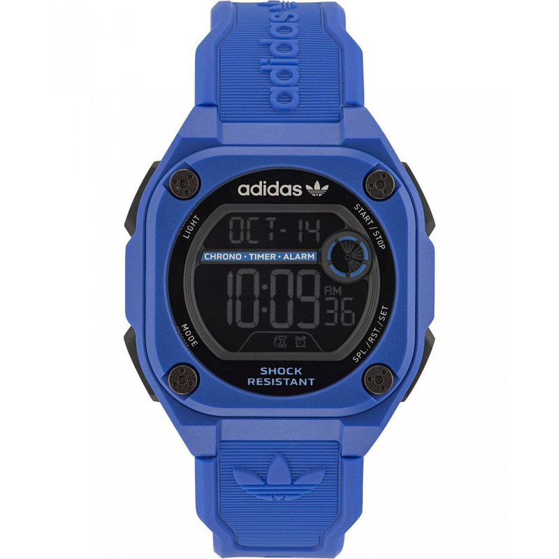 Blue synthetic digital watch-null