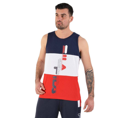 Alf mens sleeveless tshirt, Navy / Red, medium