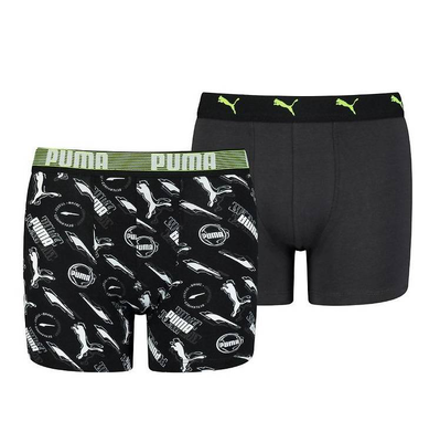 Boys alpha print 2-pack boxer, Black / Volt, medium