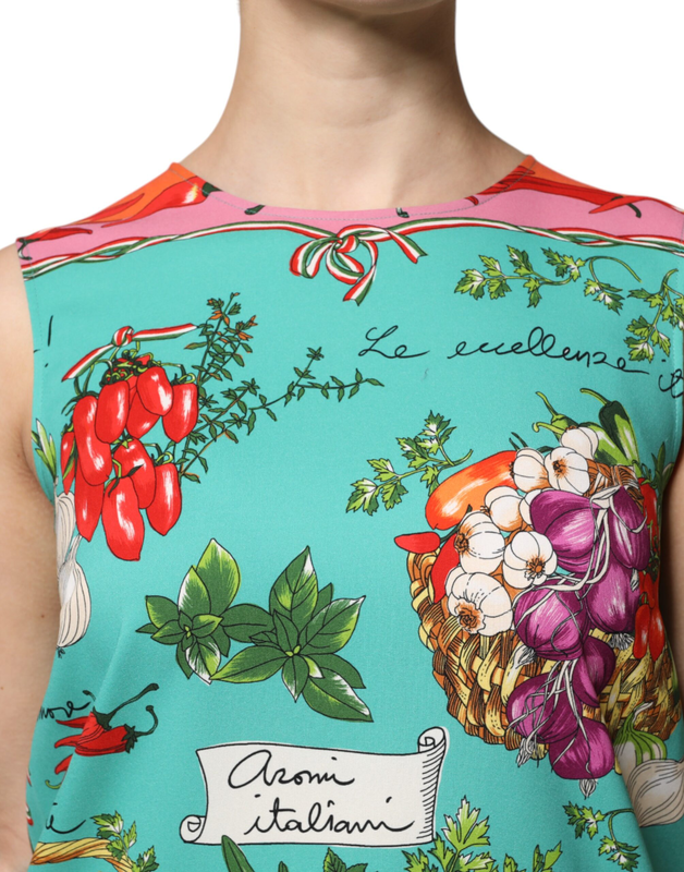 Multicolor floral silk sleeveless tank top-null