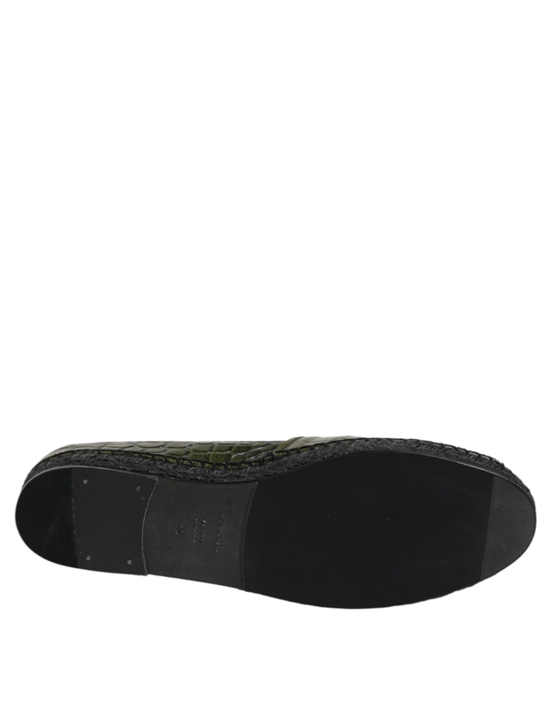 Green exotic leather espadrilles slip on shoes-null