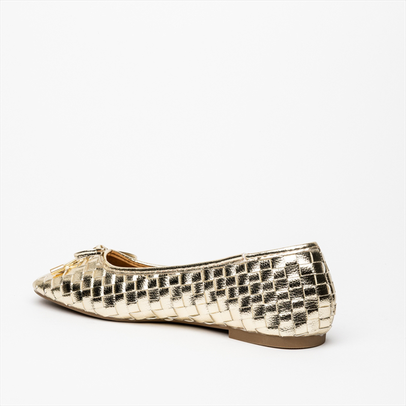 Miss belgini square toe bow tie detail flat ballerina pumps-null