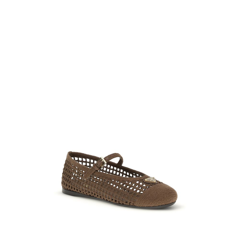 Brown cotton ballet flats-null