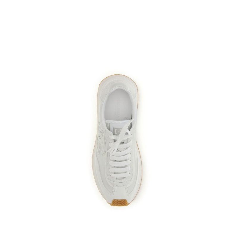 White calf leather bos taurus athletic sneakers-null