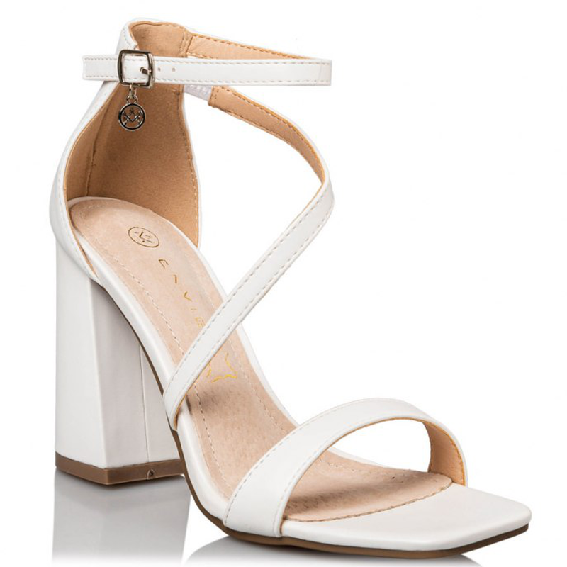 Block heel sandals - white-null