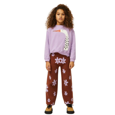 Compania fantastica girls sweatshirt with heron print, Lavender, medium