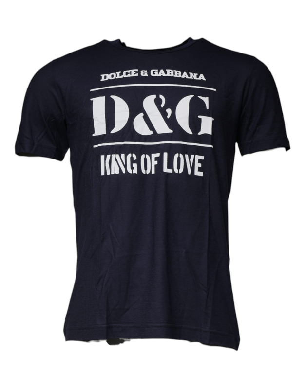 Blue D&G king of love cotton crew neck t-shirt-null