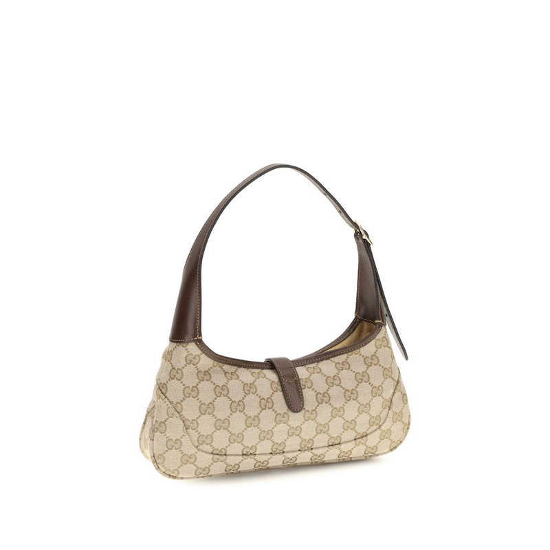 Beige fabric shoulder bag-null