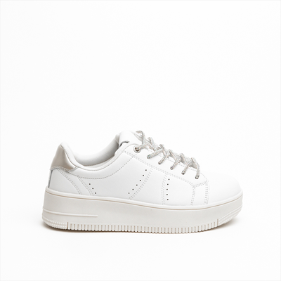 Reverse beige strass lace up sneakers, Beige, medium