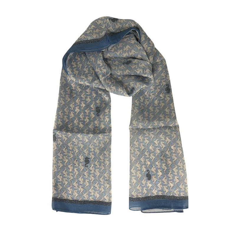 Blue silk women scarf-null