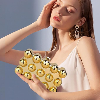 Bubble clutch bag gold, Gold, medium