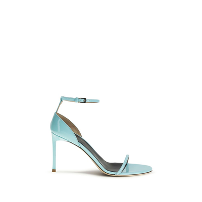 Blue calf leather bos taurus stiletto heel sandals, Blue, medium