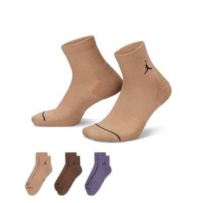 3-pairs quarter socks, Beige / Brown, medium