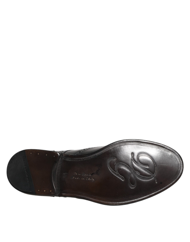 Black leather derby wingtip formal shoes-null