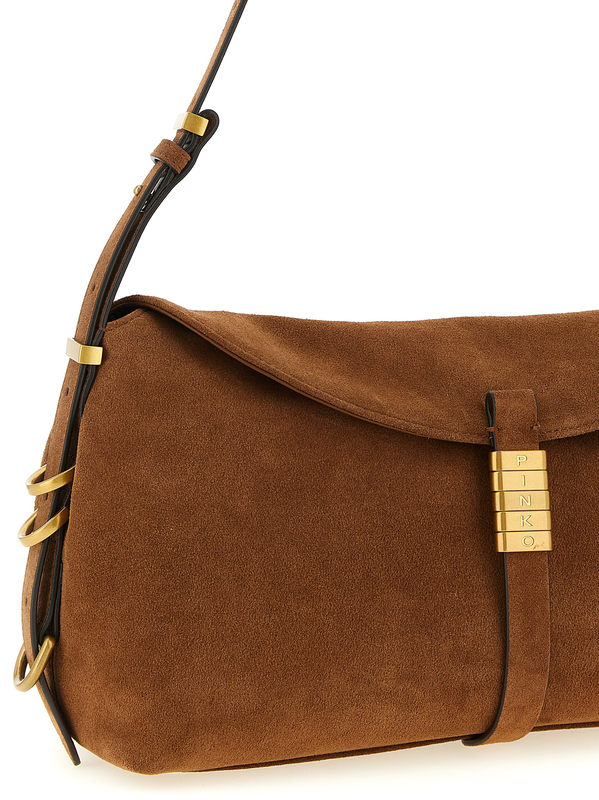 Brown cowhide shoulder bag-null