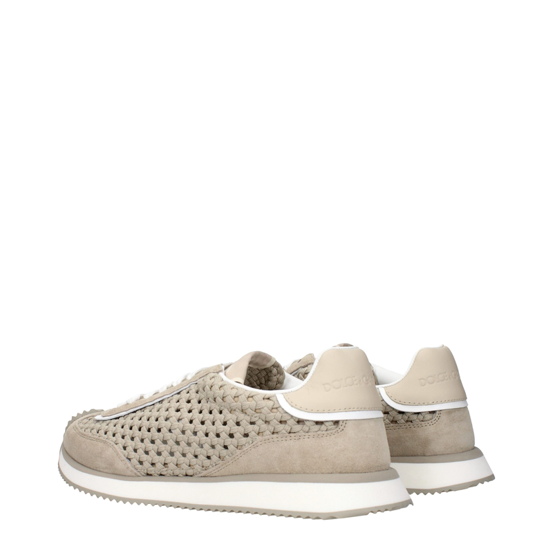 Beige fabric low top sneakers-null