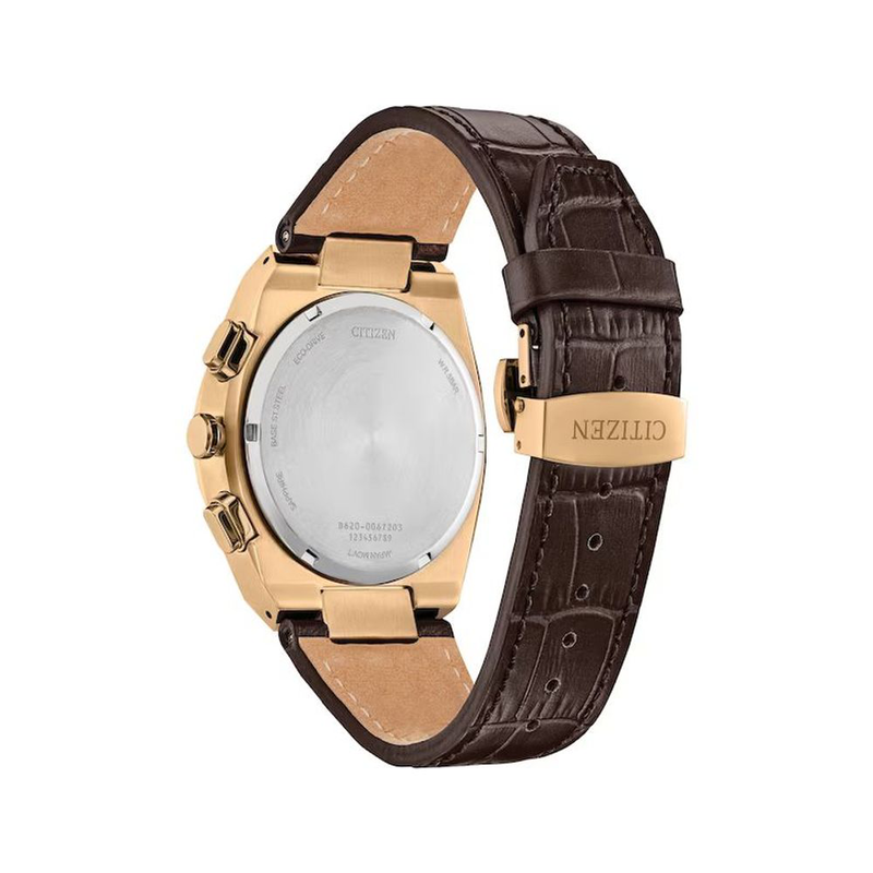 Brown leather dress watch-null
