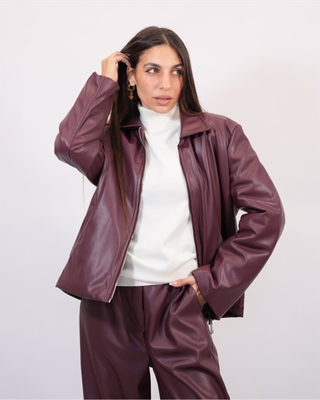 Leather blazer 5032, Burgundy/bordeaux, medium