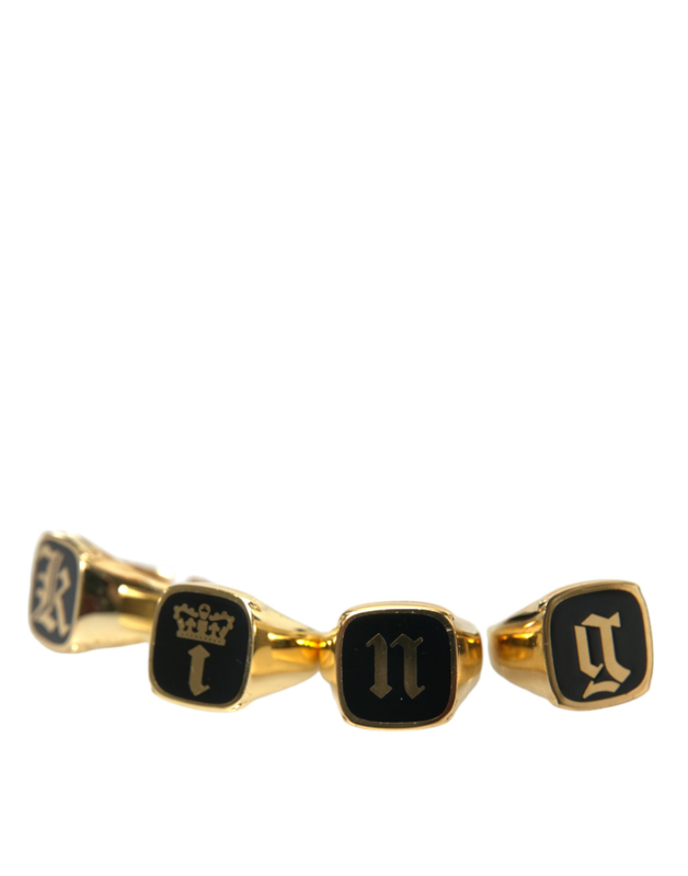 Gold brass king enamel set of 4 ring-null
