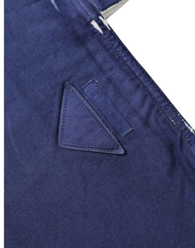 Blue jersey fabric logo shoulder shopping tote shopping bag-null