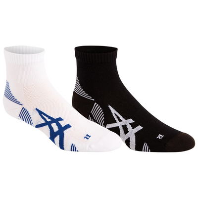 Asics unisex 2ppk cushioning sock (3013a238), Black/white, medium